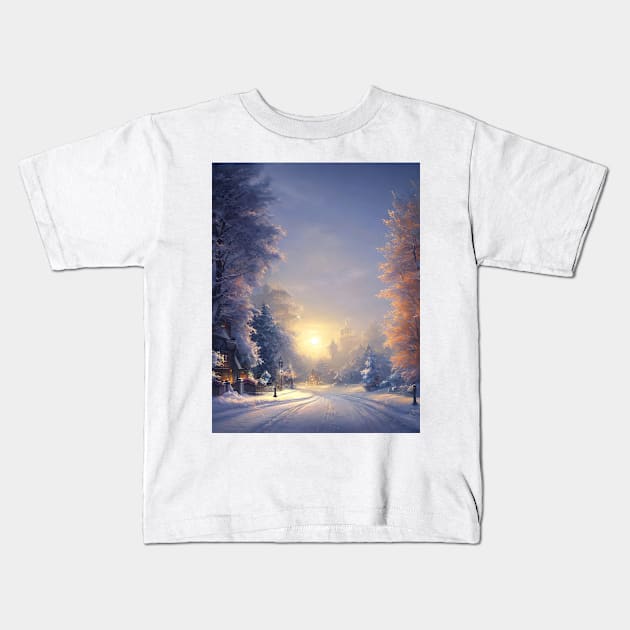 Daybreak Town Kids T-Shirt by Fantasyscape